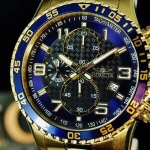 WOW! 18kt Men's 45mm Pilot Watch Blue Dial